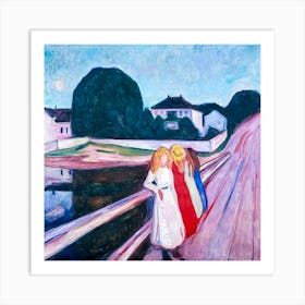 Edvard Munch Four Girls on the Bridge, 1905 Painting HD Remastered Art Print