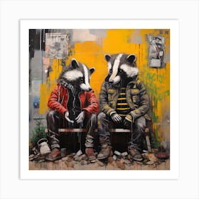 Two Badgers Art Print