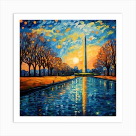 Washington Monument At Sunset Art Print