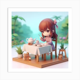 Chibichan morning tea Art Print