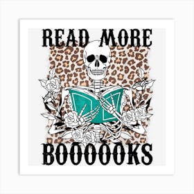 Read More Boooooks Skeleton Book Reading Halloween Teacher Art Print