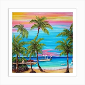 Sunset At The Beach 18 Art Print