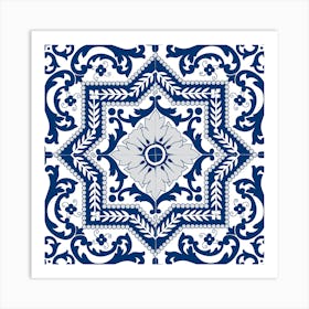 Classic Cobalt Blue Azulejo Panel Art Print