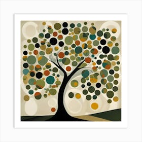Contemporary Abstract Landscape Of A Tree Where The Leaves Are Represented By Circles 1 Upscaled Upscaled Art Print