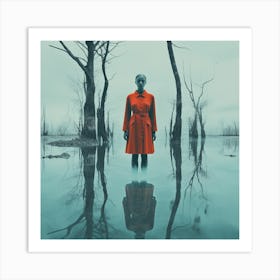 Woman Standing In Water Art Print