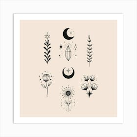 Minimalist Boho Celestial Moon 9 Art Print