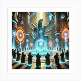 A Dramatic Sci Fi Scene Depicting Binding Rituals Art Print