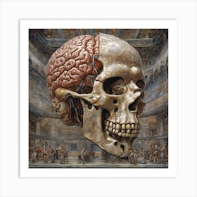 Skull And Brain Art Print