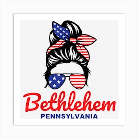 Bethlehem Pennsylvania Retro Messy Bun Art Print