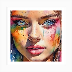 Watercolor Of A Girl 1 Art Print