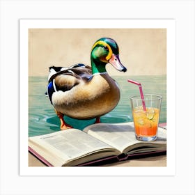 Duck In A Book Art Print