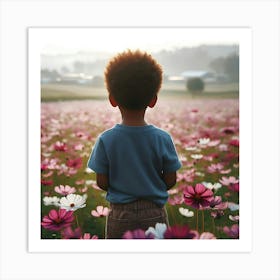 Boy In The Flower Field Art Print