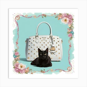 Chilling cat with bag Art Print