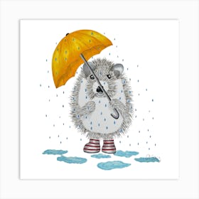 Hedgehog In The Rain. 1 Art Print