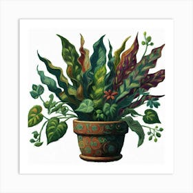 Ferns In A Pot Art Print