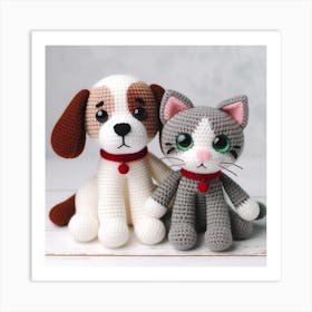 Amigurumi, dog and cat 1 Art Print