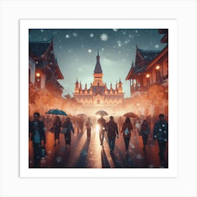 People Walking In The Snow Art Print