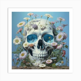 Skull With Flowers Art Print