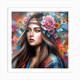 Hippie Girl Art Print