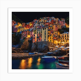 Cinque Terre At Night Art Print