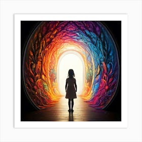 Firefly Whimsical Silhouette Of A Child Emerging Through A Colorful, Ethereal Portal 14372 (2) Art Print