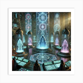 A Sci Fi Scene Showcasing The Council Of Warlocks Converted Art Print