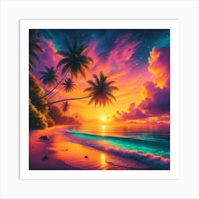 Sunset At The Beach Art Print