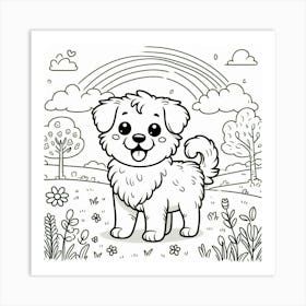 Line Art lovely dog Art Print