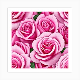 Pink Roses Seamless Pattern 4 Art Print