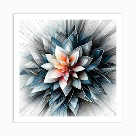 Flower - Abstract Line Art Illustration 246 Art Print