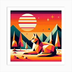 Beanstalk Low Poly Cat Art Print