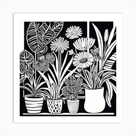 Lion cut inspired Black and white Garden plants & flowers art, Gardening art, Garden 216 Art Print