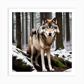 Wolf In The Woods 20 Art Print