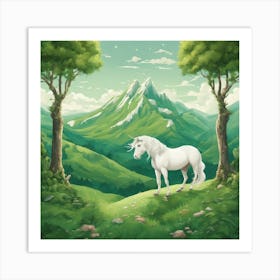 590650 Green Mountains In The Middle Of A Green Land With Xl 1024 V1 0 Art Print