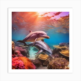 Dolphins In The Sea Art Print