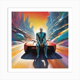 Man In A Futuristic Car Art Print