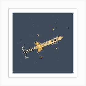 Rocket And Stars Art Print