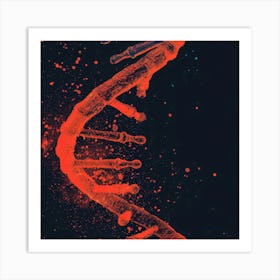 Dna Strand Red Art Print