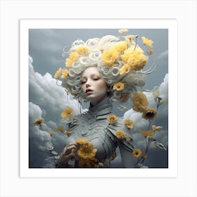 Girl With Flowers Art Print