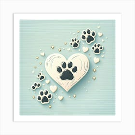 Heart With Paw Prints Art Print