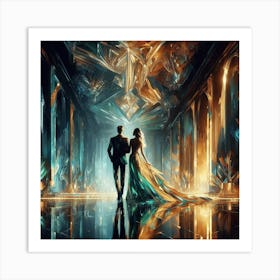 Couple in a hall with crystal texture 1 Art Print