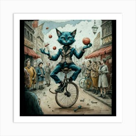 Cat On A Bicycle Art Print