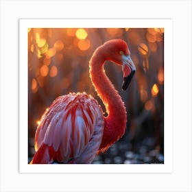 Flamingo At Sunset 4 Art Print