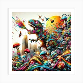 Psychedelic Dinosaur 6 Art Print