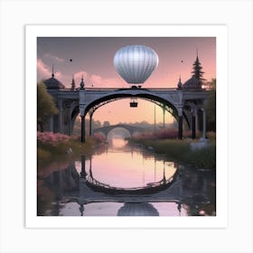 Bridge Over A River Landscape 5 Art Print