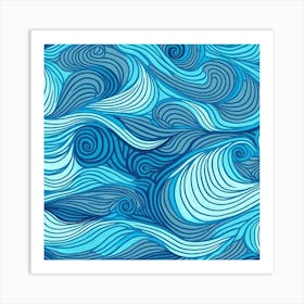 Ocean Waves Sea Abstract Pattern Water Blue Art Print