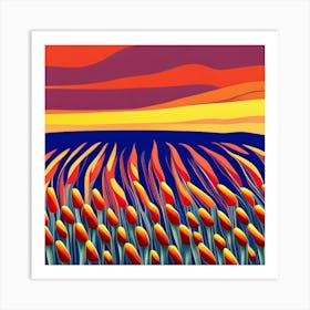 Tulips At Sunset Art Print