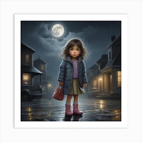 Little Girl In The Rain 1 Art Print