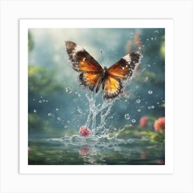 Butterfly Splashing Water Art Print