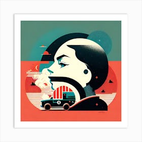 Girl And A Car Art Print